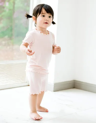 Miniatura 3 de VAENAIT BABY - Pijama de viscosa para niñas y niños pequeños de 6 a 12 meses, 2 piezas, camiseta y shorts, tela fresca, drapeada y suave para verano