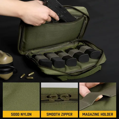 Miniatura 3 de LIVANS Bolsa táctica para pistola de pistola, estuche para pistola suave, bolsa de almacenamiento de transporte para pistola cuadrada, bolsa