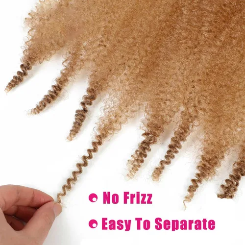 Miniatura 5 de Trenzas de cabello rizado Marley Twist de 12 pulgadas, cabello afro elástico y ensortijado pre-separado, paquete de 3, cabello Marley
