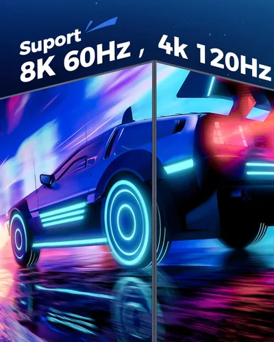 Miniatura 7 de Cratree Cable HDMI corto de 1 pie - Cable HDMI de alta velocidad 8K, 48 Gbps, 8K 60 Hz, 4K 120 Hz, trenzado, eARC - Compatible