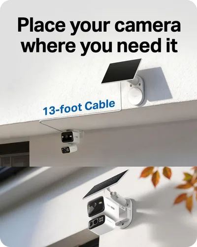 Miniatura 4 de Tapo Cámara de seguridad de doble lente 2K panorámica/inclinación inalámbrica con panel solar, gran angular de 165° + telefoto de 0.236 in
