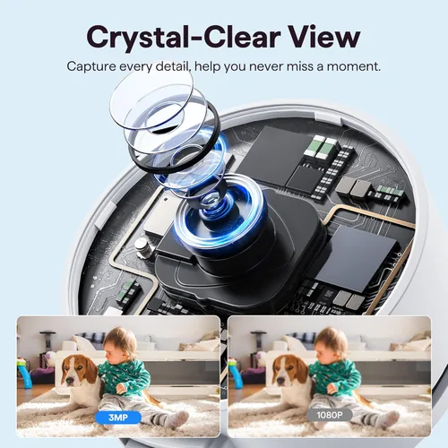 Miniatura 2 de Cámara de seguridad interior 2K 3MP, monitor de mascotas y bebés Cámara WiFi con detección de movimiento y sonido, alerta en tiempo real, audio