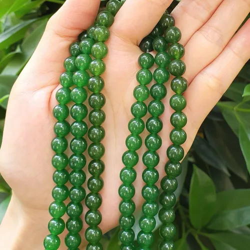Miniatura 3 de Adabele GS15-4 - 180 piedras preciosas curativas de jade verde natural de 0.16 pulgadas (0.157 in) pequeñas cuentas redondas, espaciador de piedras