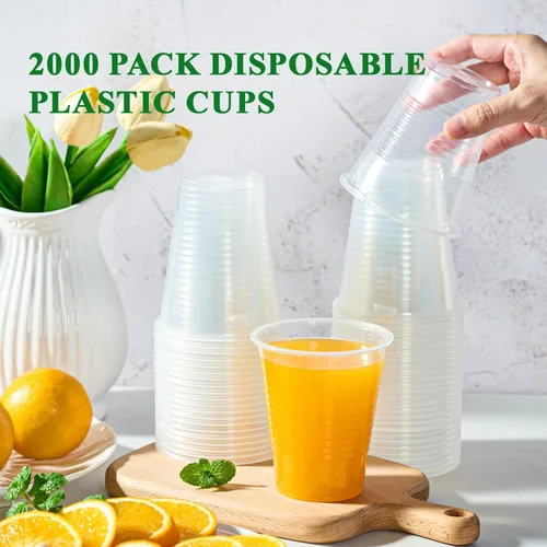 Miniatura 3 de Vplus 2000 Pack Vasos de Plástico Transparente de 12 onzas, Vasos Desechables de 12 onzas para Agua Fría, Vasos de Fiesta, Vasos de Plástico