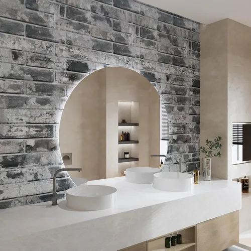 Miniatura 6 de Wallercity Papel tapiz de ladrillo gris para despegar y pegar, papel tapiz de imitación de abeto para pared, papel tapiz de piedra gruesa, vinilo