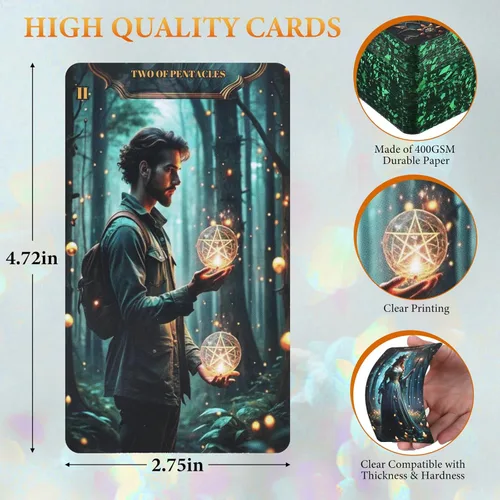 Miniatura 4 de Juego de cartas de tarot con libro guía para principiantes, juego de tarot único original y bonito Oracle con guía de tamaño estándar, 78 cartas