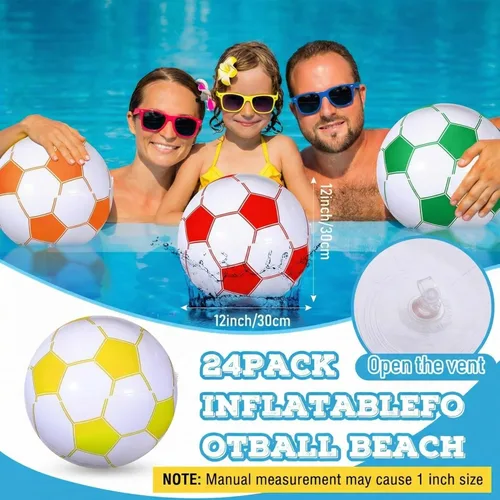Miniatura 3 de Chivao Pelotas inflables de playa de fútbol de 16 pulgadas, bolas de playa a granel para fiestas de fútbol, juegos de piscina de verano