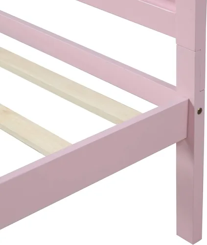 Miniatura 4 de anwickjeff Base de cama de madera tamaño individual, base de colchón con cabecera, estribo, soporte de listones de madera, no necesita somier