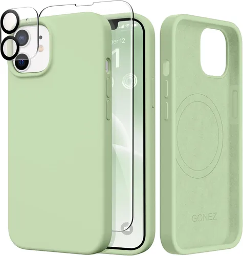Miniatura 223 de GONEZ Funda de silicona para iPhone 14 Pro Max, compatible con MagSafe, con protector de pantalla + protector de lente de cámara, silicona líquida a