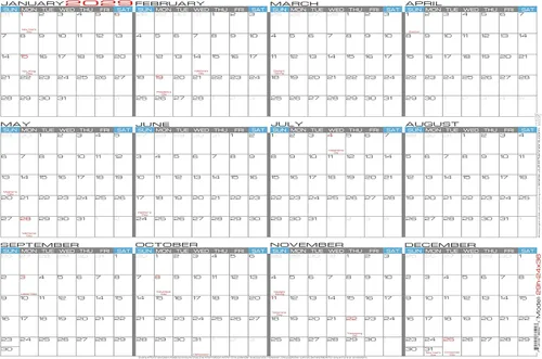 Miniatura 8 de 2026 laminado – Calendario de pared grande borrable de 24 x 36 pulgadas – Agenda anual anual horizontal de 12 meses