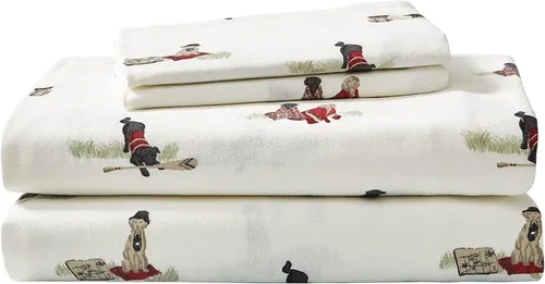 Miniatura 17 de Eddie Bauer - Sábanas de franela tamaño Queen, algodón resistente a las bolitas y arrugas, juego de sábanas con fundas de almohada y sábana ajustada
