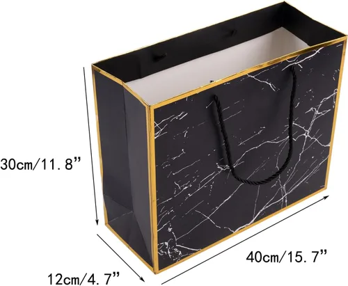 Miniatura 3 de ysmile Bolsa de regalo negra para hombres, bolsa de papel de gran tamaño con papel de seda para cumpleaños, aniversario, 16 pulgadas, día del padre
