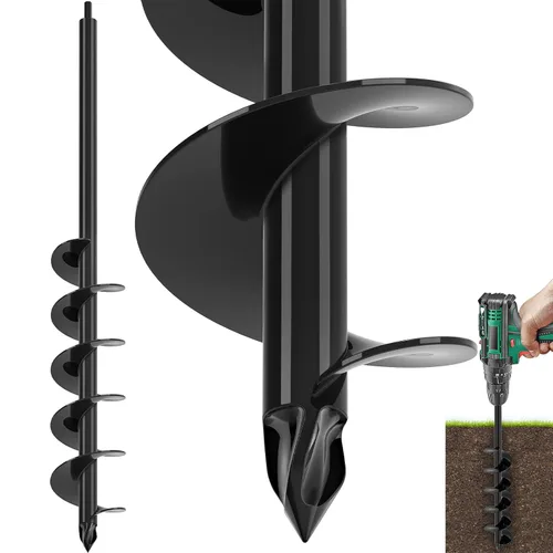 Miniatura 13 de Broca de taladro de jardín para plantar 1.6 x 32 pulgadas, broca negra para excavadora de agujeros, taladro de suelo para plantar bulbos, flores
