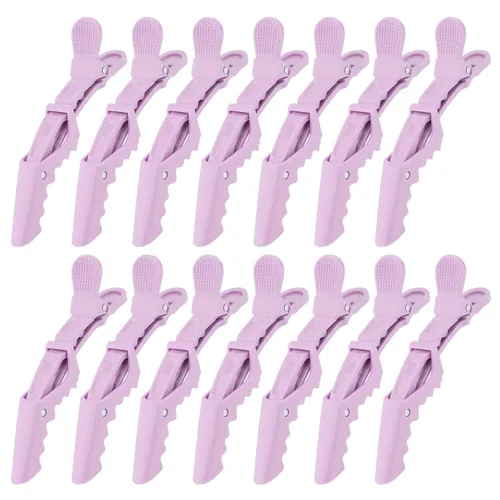Miniatura 8 de Ondder 14 pinzas de pelo de cocodrilo grandes rojas para seccionar peinado, agarre fuerte profesional para cortar el cabello, 14 pinzas