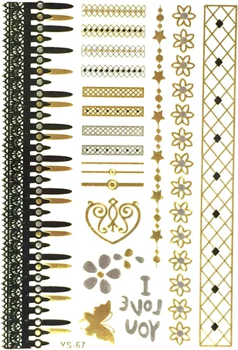 Miniatura 60 de Wrapables Tatuajes temporales inspirados en celebridades en oro metálico, plata y negro, grandes, alas de ángel_1