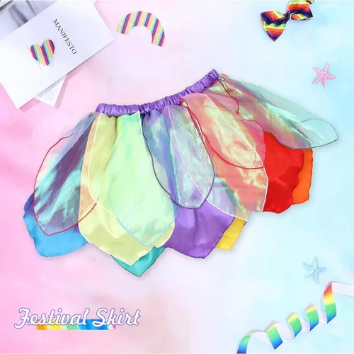 Miniatura 2 de Nicute Falda de baile arco iris, falda de vientre de pétalos, falda de tul en capas, falda de elfo en capas, falda de fiesta, disfraz para mujeres