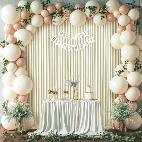 Miniatura 4 de Cortina de fondo beige de 10x10 para bodas y fiestas, cortina de fondo beige sin arrugas para fotos, cortinas de fondo para decoración de baby Gris