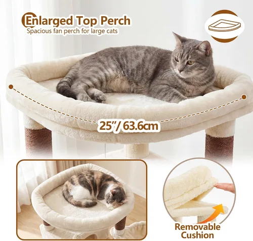 Miniatura 2 de Heybly Árbol para gatos, torre estable de esquina de 53.1 pulgadas para gatos grandes de interior, condominio para gatos bien estructurado