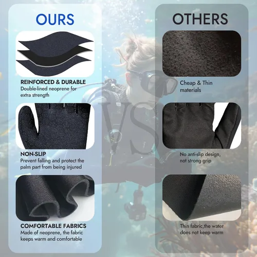 Miniatura 3 de Neoprene Gloves, 3mm Anti-Slip Diving Gloves Waterproof Wetsuit Gloves for Scuba Fishing Kayaking Surfing Swimming