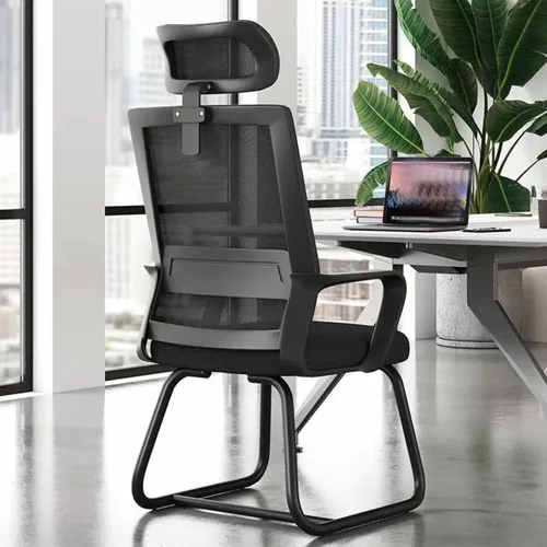 Miniatura 10 de Silla de oficina ergonómica, sillas de escritorio de oficina en casa, silla de oficina de malla, silla ejecutiva de malla con reposacabezas Blanco B