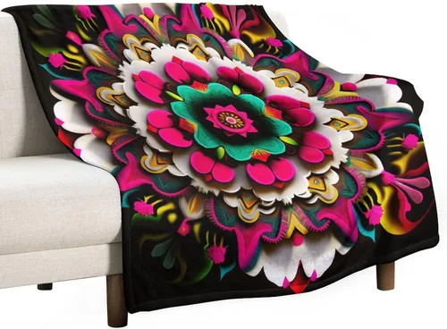 Miniatura 15 de Manta de forro polar con flores mexicanas, acogedora manta de franela para cama de 50 x 60 pulgadas para sofá, cama, oficina, Navidad, Halloween
