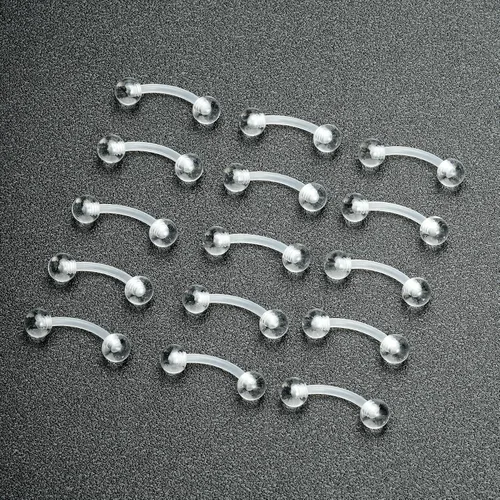 Miniatura 2 de FECTAS Aretes de plástico flexible transparente de 16G y 14G, anillos para cejas, barras curvadas, retenedores para piercing de vientre, 15