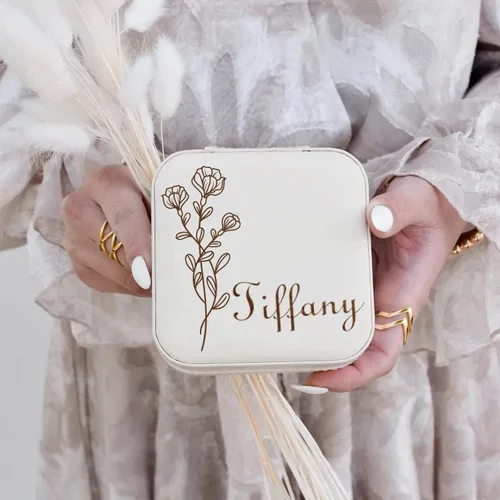 Miniatura 11 de Joyero personalizado para mujer, joyero de viaje personalizado con nombre, organizador de joyas de viaje para anillos, aretes, collares, regalos