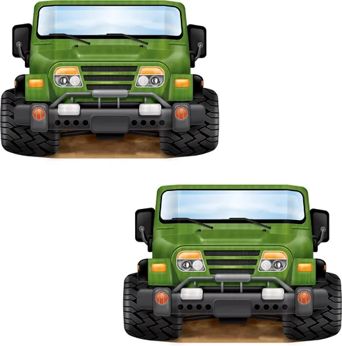 Miniatura 8 de Beistle Jungle Safari Jeep Photo Prop - Telón de fondo para fiesta de cumpleaños, multicolor