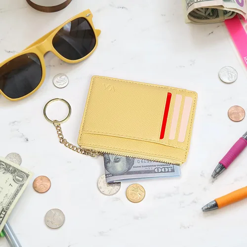 Miniatura 86 de Tarjetero delgado con bloqueo RFID, billetera de bolsillo pequeño, con cremallera Keychian para monedero, monedero y tarjetero para mujeres y hombres