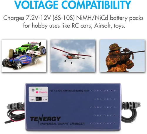 Miniatura 4 de Tenergy Cargador universal inteligente para batería de NiMH / NiCd 7.2V - 12V con corriente de carga y sensor de temperatura/selección