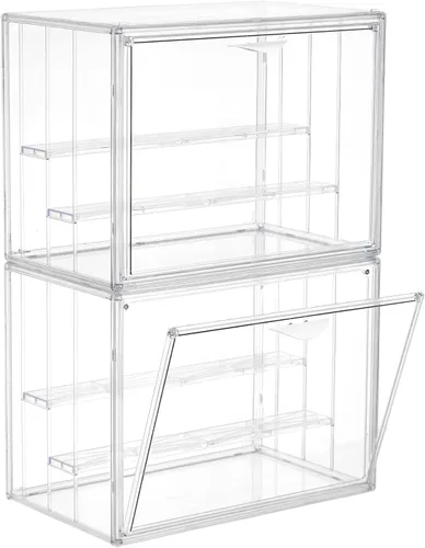 Miniatura 9 de Vitrina para coleccionables, vitrina de acrílico ajustable de 4 capas con puerta magnética, caja de exhibición apilable transparente para figuras, 1