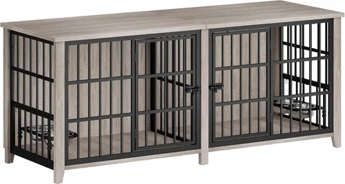 Miniatura 18 de Lulive Muebles de Jaula Grande para Perros, Mesa Auxiliar de Jaula para Perros de Madera de 38'', Perrera para Perros de Doble Puerta