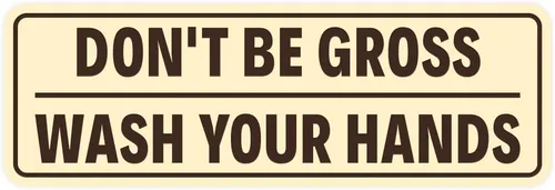 Miniatura 25 de Letrero estándar para puerta o pared, diseño de "Don't Be Gross ("Wash Your Hands"), color negro, mediano