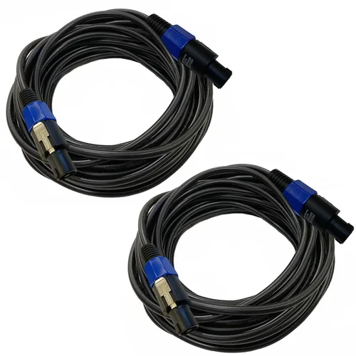 Cables profesionales de calibre 12 de 100 pies de Speakon a Speakon – 12AWG 100 pies DJ/PA SpeakON cables AMP Audio Cables – 2 unidades