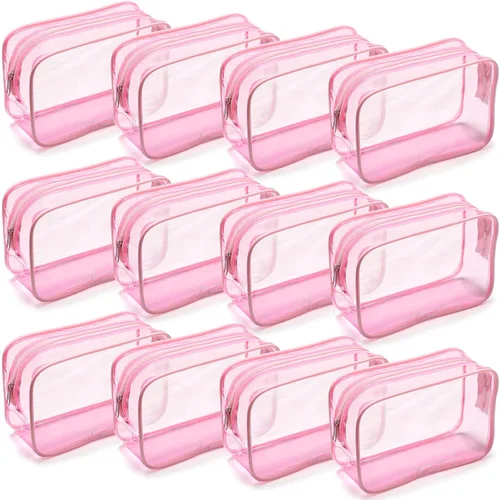 Miniatura 18 de Weewooday 12 piezas bolsas transparentes para maquillaje, bolsas de almacenamiento de cosméticos, estuches de PVC con cremallera, bolsas de viaje