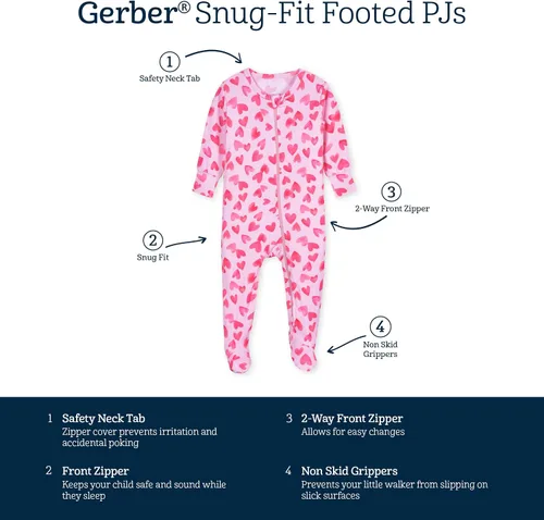 Miniatura 5 de Gerber Baby Girls Toddler Buttery-Soft Snug Fit Footed Pajamas with Viscose Made with Eucalyptus