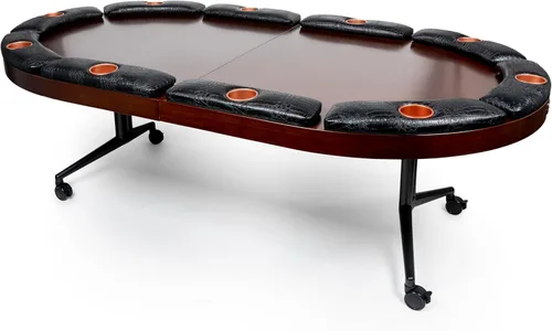 Miniatura 9 de Elite - Mesa de póquer para 10 jugadores con acabado de madera de caoba