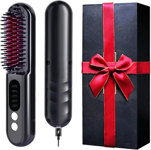 Mindrain Mini cepillo alisador de pelo inalámbrico Pro A+, cepillo alisador portátil para viajes, alisador de peine caliente iónico, recargable por