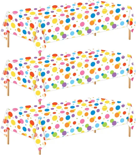 Miniatura 10 de Oudain 1 mantel de plástico a cuadros verde y azul de 108 x 54 pulgadas, colorido mantel de feliz cumpleaños, rectangular, desechable, impermeable
