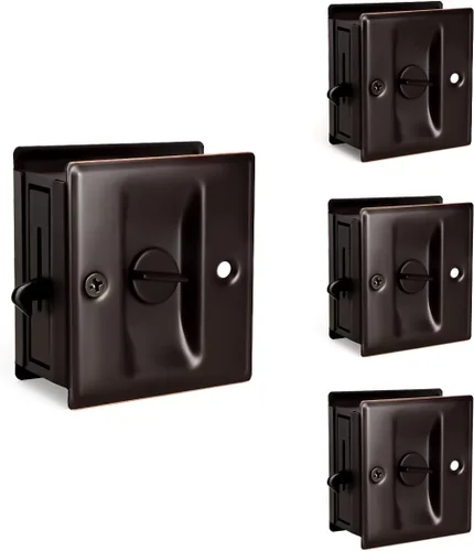 Miniatura 10 de HOMOTEK Cerradura de Puerta Corrediza de Privacidad con Tirador - Reemplaza el Hardware de Cerraduras de Bolsillo Viejas o Dañadas Rápida y Negro