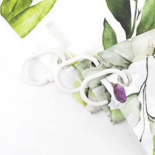 Miniatura 5 de EOBTAIN Cortina de ducha rústica con hojas de plantas para baño, cortina de ducha de acuarela verde con hojas de eucalipto y piña sobre blanco