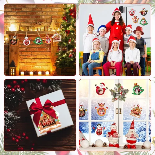 Miniatura 7 de NOVWANG Adornos de Fotos de Navidad, 30 Piezas de Marcos de Fotos Colgantes de Navidad con 30 Hojas de Pegatinas, Adornos de Fotos, Decoraciones