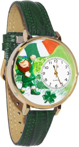 Whimsical Gifts Reloj 3D de duende irlandés del día de San Patricio Acabado dorado o plateado Novedad divertida única Hecho a mano en Estados