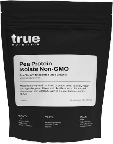 True Nutrition Aislado de proteína de guisante en polvo, 0.88 oz de proteína vegana sin OMG en polvo por porción, bajo en carbohidratos, bajo en