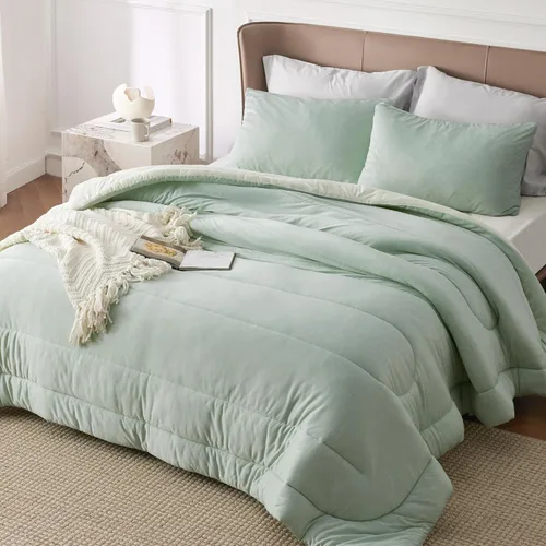 Miniatura 54 de Bedsure - Juego de edredón queen - Juego de ropa de cama refrescante y cálida, ropa de cama reversible gris claro para todas las estaciones, 3 03