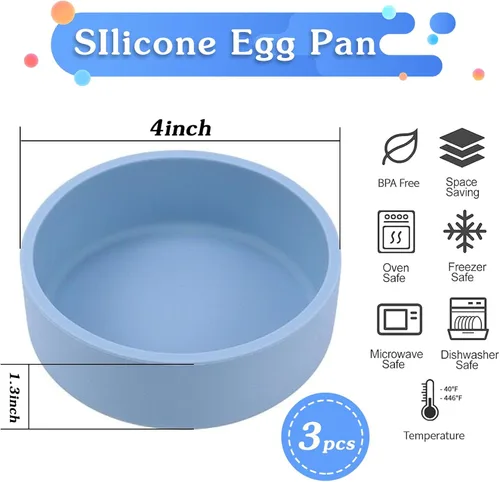 Miniatura 2 de 3 piezas ZHYEEDAA Molde de huevo para freidora de aire, moldes de huevo de silicona, moldes reutilizables individuales para picaduras de huevo, olla