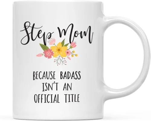 Miniatura 34 de Andaz Press Taza de café de 11 onzas, regalo de broma, tía porque Badass no es un título oficial, gráfico floral, 1 paquete