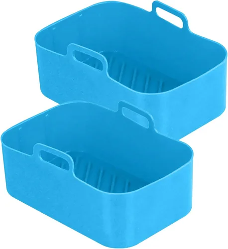 Miniatura 6 de Olla de silicona para freidora de aire Cesta rectangular reutilizable para freidora de aire, olla para hornear de alta temperatura, sartén
