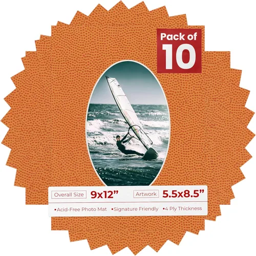 Miniatura 98 de Tapete de 9 x 12 pulgadas, corte biselado para fotos de 5.5 x 8.5 pulgadas, apertura de tablero de fotos ovalado negro precortado, sin ácidos, mate