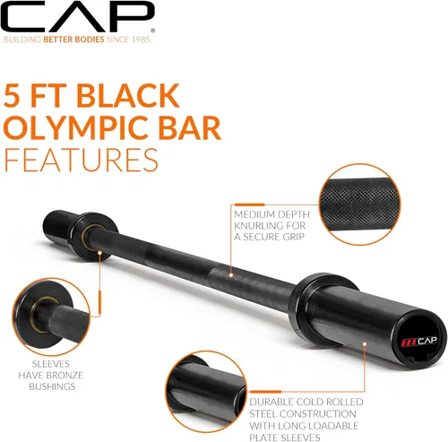 Miniatura 3 de CAP Barbell Barras olímpicas de 2 pulgadas 5 pies, 6 pies y 7 pies Múltiples opciones